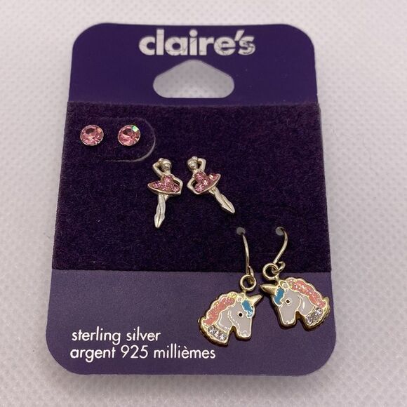 💛 Claire’s 925 Ballerina & Unicorn Earrings - Picture 2 of 3